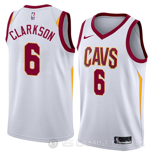Camiseta Jordan Clarkson #6 Cleveland Cavaliers Association 2018 Blanco - Haga un click en la imagen para cerrar